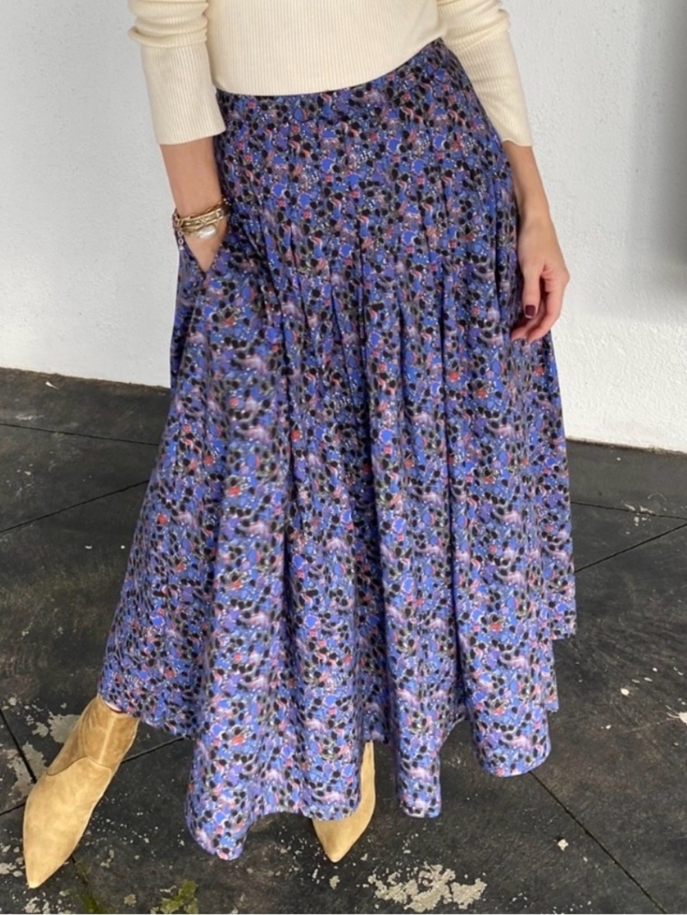 Hunter Bell Stevie Skirt Floral Pleated Skirt 100% Cotton
